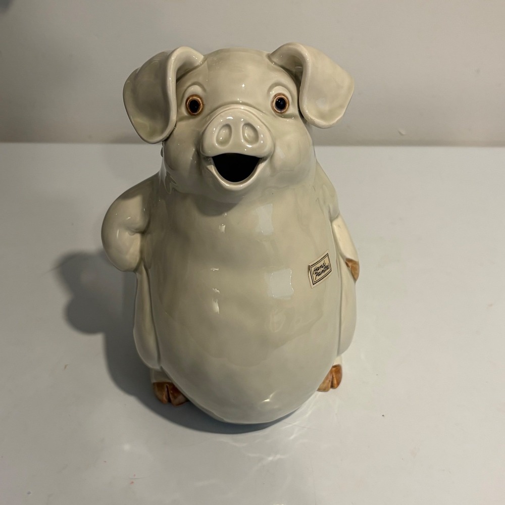 Vintage 1977 Fitz and Floyd Porky Pitcher Ceramic Pig Hand Painted Japan Cream